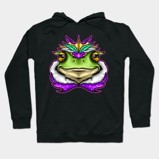 Frog King Or Frog Prince With Royal Fur For Mardi Gras Hoodie